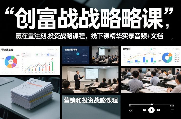 创富战略课，赢在重注时刻，营销和投资战略课程，线下课精华实录音频+文档-淘金阁网创