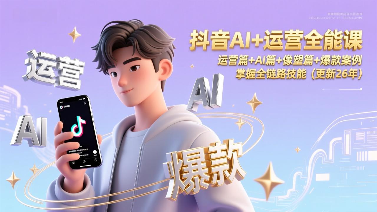 抖音AI+运营全能课，运营篇+AI篇+像塑篇+爆款案例，掌握全链路技能(更新26年-淘金阁网创