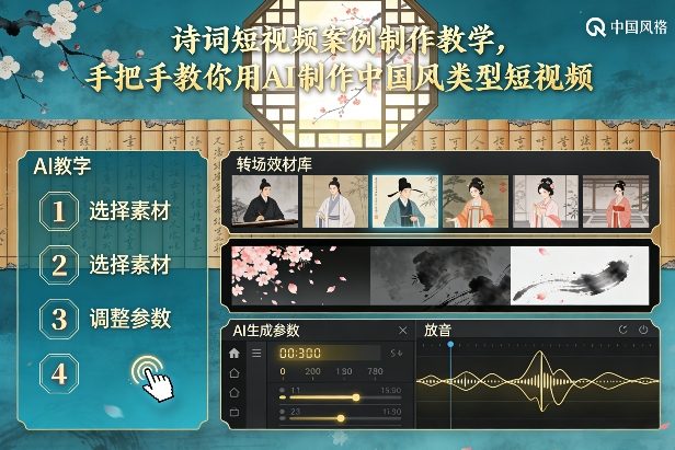 古诗词短视频案例制作教学,手把手教你用AI制作中国风类型短视频-淘金阁网创