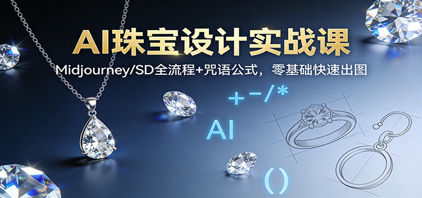 AI珠宝设计实战课：Midjourney/SD全流程+咒语公式，零基础快速出图-淘金阁网创