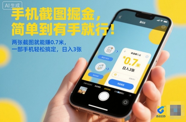手机截图掘金,简单到有手就行!两张截图就能賺0.7米,一部手机轻松搞定,日入3张【揭秘】-淘金阁网创