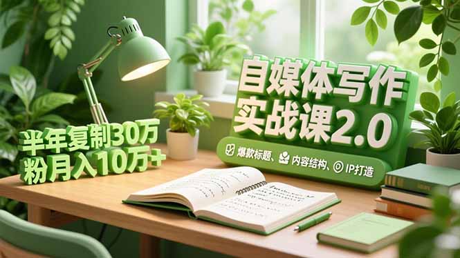 自媒体写作实战课2.0,爆款标题、内容结构、IP打造,半年复制30万粉月入10万+-淘金阁网创