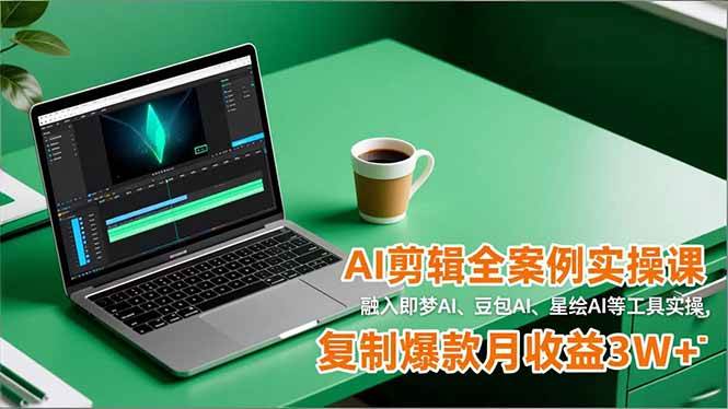 (16770期)AI剪辑全案例实操课,融入即梦AI、豆包AI、星绘AI等工具实操,复制爆款月收益3W+-淘金阁网创