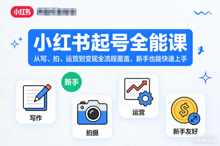 小红书起号全能课,从写、拍、运营到变现全流程覆盖,新手也能快速上手-淘金阁网创