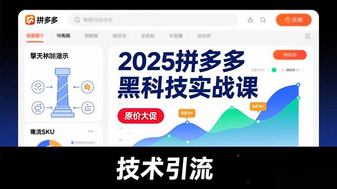 2025拼多多黑科技实战课，擎天柱玩法、爆流SKU、原价大促，技术引流，单店日销轻松破千单-淘金阁网创