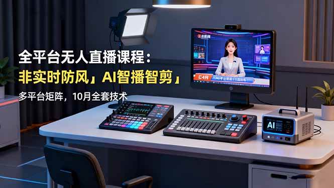 (16414期)全平台无人直播课程:非实时防风+AI智播智剪+多平台矩阵,10月全套技术-淘金阁网创