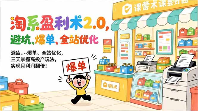 淘系盈利术2.0，避坑、爆单、全站优化，三天掌握高投产玩法，实现月利润翻倍！-淘金阁网创