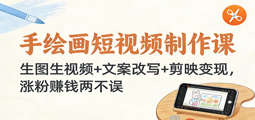 手绘画短视频制作课:生图生视频+文案改写+剪映变现,涨粉赚钱两不误-淘金阁网创
