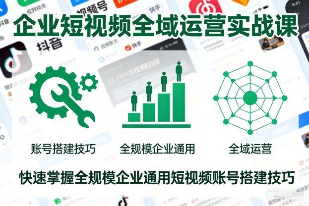 企业短视频全域运营实战课，快速掌握全规模企业通用短视频账号搭建技巧-淘金阁网创