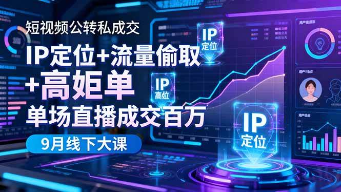(16406期)短视频公转私成交9月线下大课,IP定位+流量偷取+高客单,单场直播成交百万-淘金阁网创