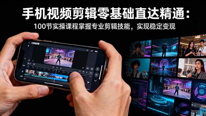 (16466期)手机视频剪辑零基础直达精通:100节实操课程掌握专业剪辑技能,实现稳…-淘金阁网创