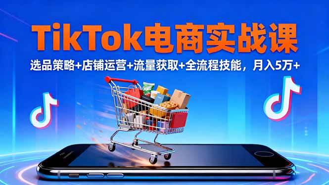 (16422期)TikTok电商实战课10月,选品策略+店铺运营+流量获取+全流程技能,月入5万+-淘金阁网创