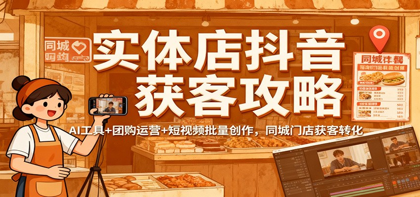 实体店抖音获客攻略:AI工具+团购运营+短视频批量创作,同城门店获客转化-淘金阁网创