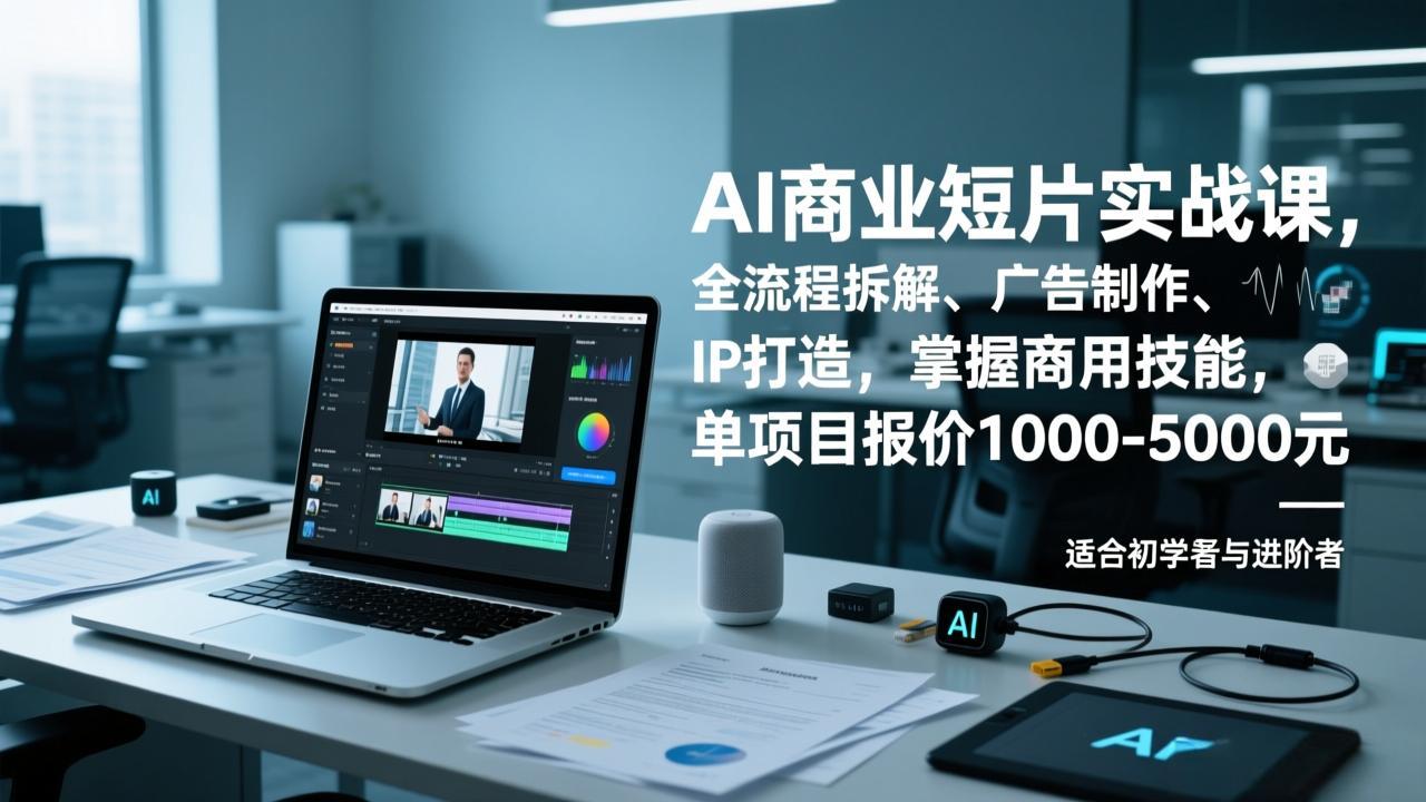 AI商业短片实战课，全流程拆解、广告制作、IP打造，掌握商用技能，单项目报价1000-5000元-淘金阁网创