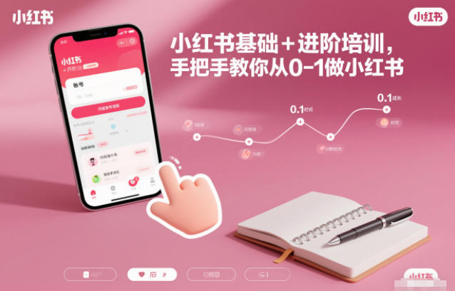 小红书基础+进阶培训，手把手教你从0-1做小红书-淘金阁网创