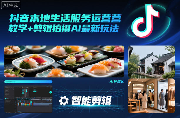 抖音本地生活服务运营教学+剪辑拍摄AI最新玩法-淘金阁网创