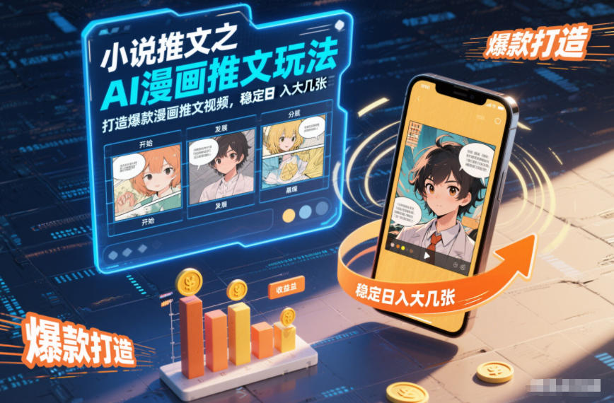 小说推文之AI漫画推文玩法，打造爆款漫画推文视频，稳定日入大几张-淘金阁网创