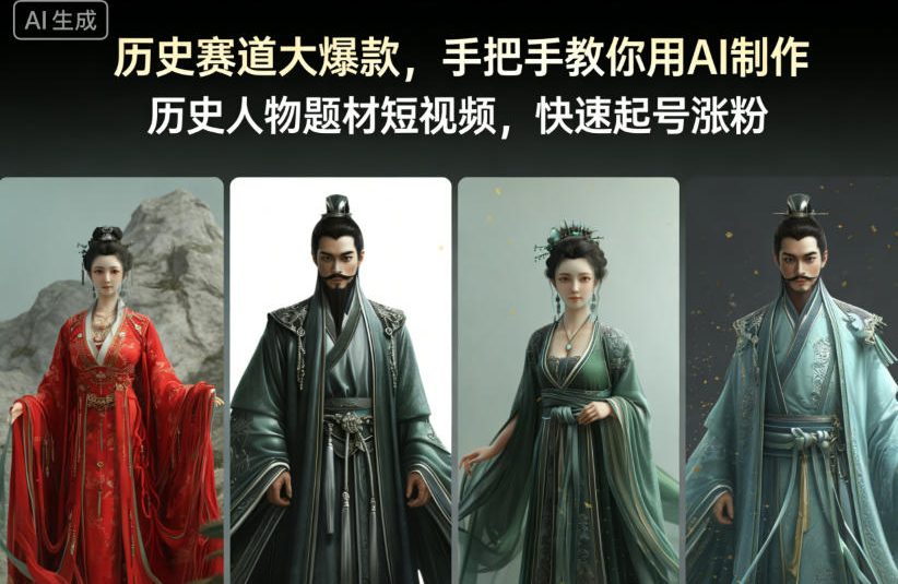 历史赛道大爆款,手把手教你用AI制作历史人物题材短视频,快速起号涨粉-淘金阁网创