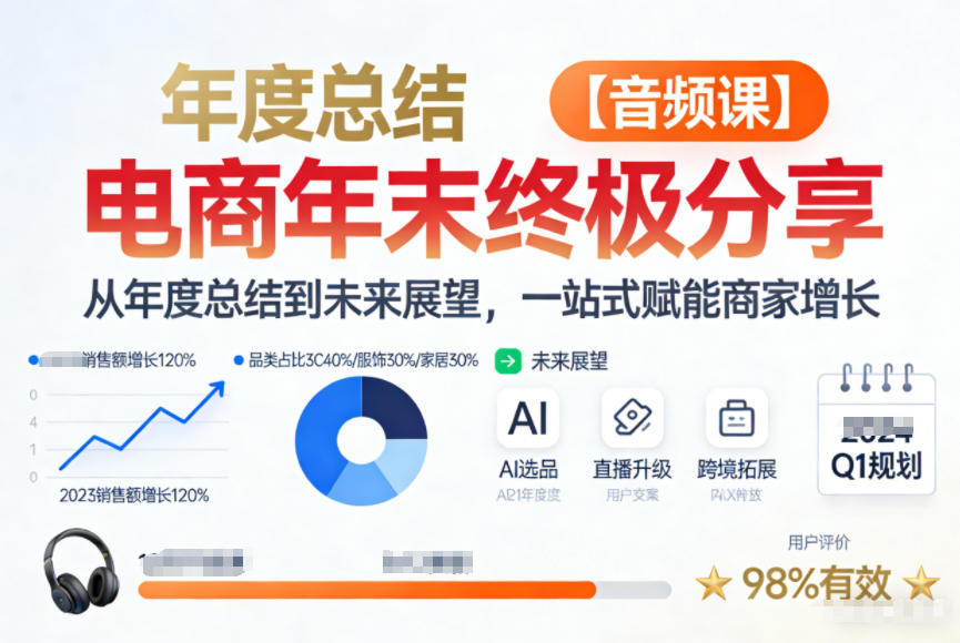 电商年未终极分享，从年度总结到未来展望，一站式赋能商家增长【音频课】-淘金阁网创