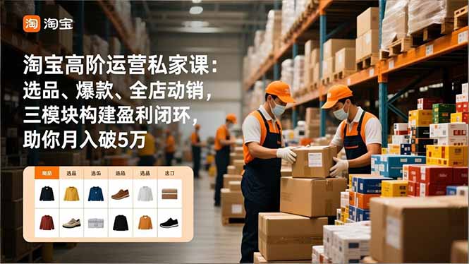 淘宝高阶运营私家课：选品、爆款、全店动销，三模块构建盈利闭环，助你月入破5万(更新12月-淘金阁网创