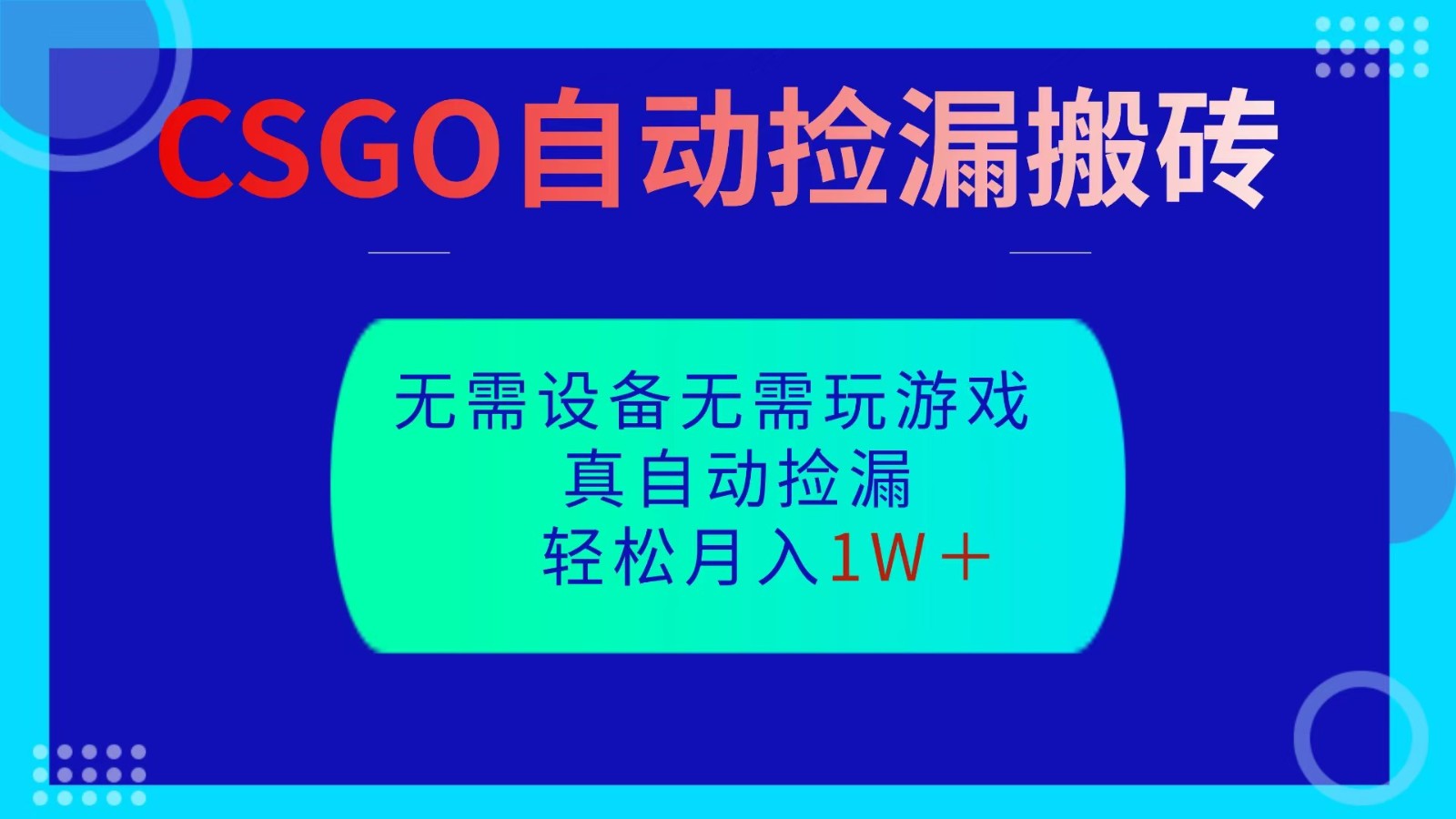 CSGO自动捡漏搬砖,当天操作当天见结果,无需了解游戏,包教包会包落地-淘金阁网创