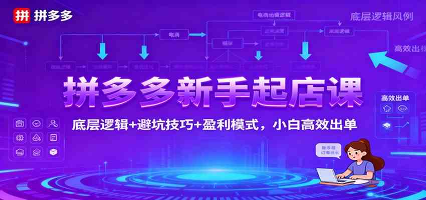 拼多多新手起店课:底层逻辑+避坑技巧+盈利模式,小白高效出单-淘金阁网创