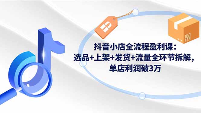 抖音小店全流程盈利课:选品+上架+发货+流量全环节拆解,单店利润破3万-淘金阁网创