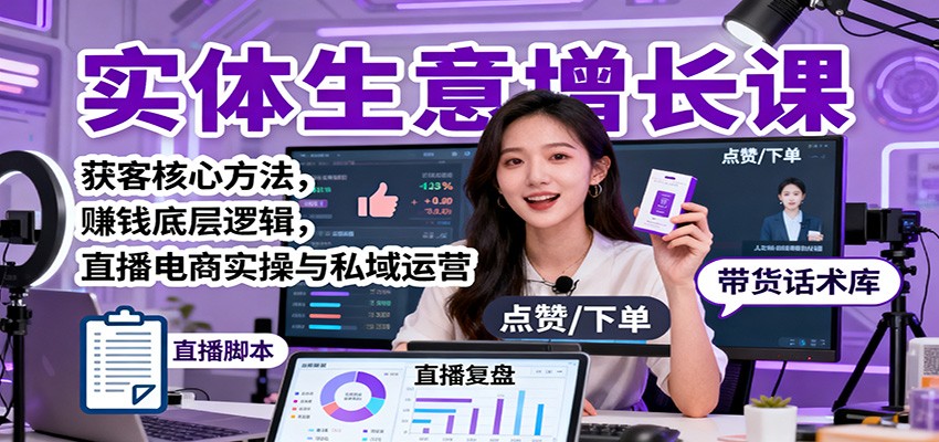 实体生意增长课:获客核心方法,赚钱底层逻辑,直播电商实操与私域运营-淘金阁网创
