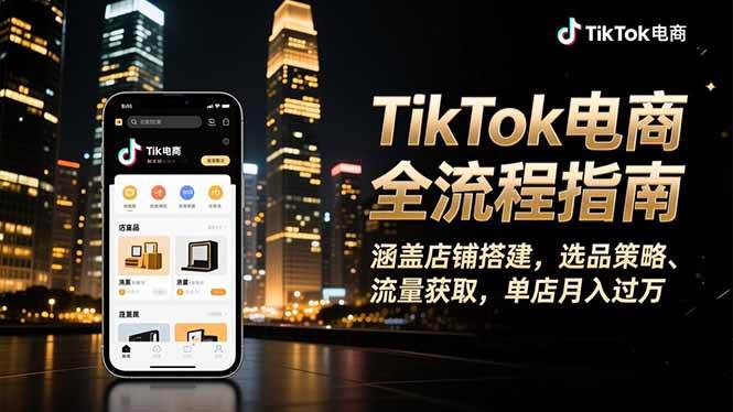 (16524期)TikTok电商全流程指南,涵盖店铺搭建、选品策略、流量获取,单店月入过万-淘金阁网创