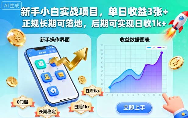 新手小白实战项目,单日收益3张+,正规长期可落地,后期可实现日收1k+【揭秘】-淘金阁网创