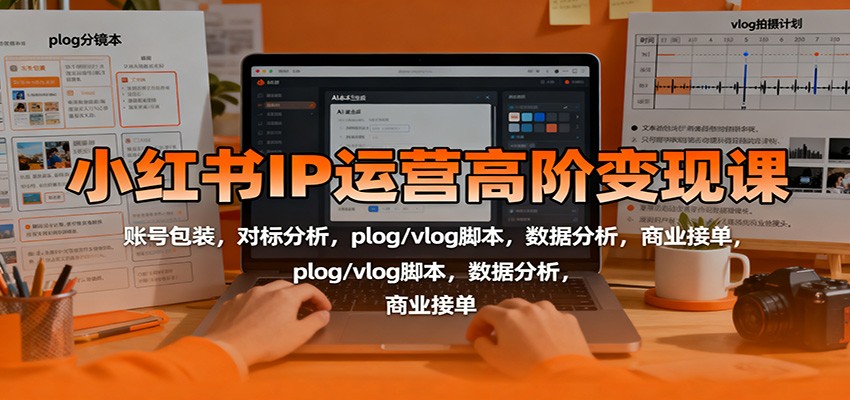 小红书IP运营高阶变现课:账号包装,对标分析,plog/vlog脚本,数据分析,商业接单-淘金阁网创