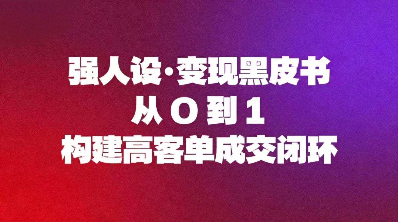 (16729期)强人设变现黑皮书:从0到1构建高客单成交闭环-淘金阁网创