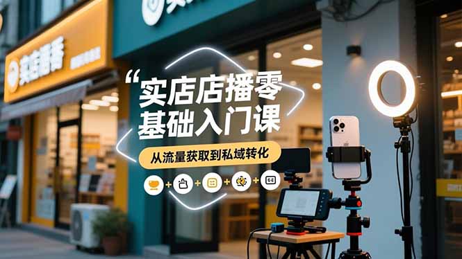 实体店播零基础入门课,实体店+短视频+直播+微信生态+私域社群,从流量获取到私域转化-淘金阁网创