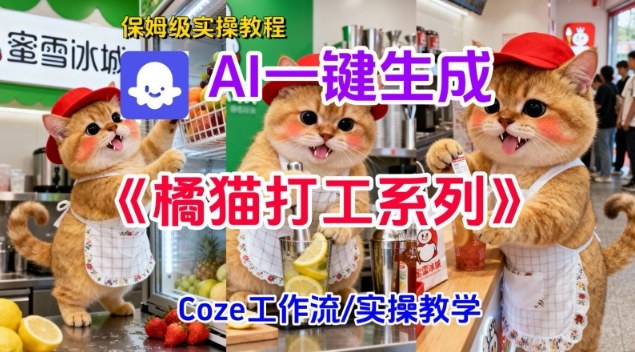 Coze扣子工作流一键生成胖橘猫打工短视频,保姆级实操搭建教学-淘金阁网创
