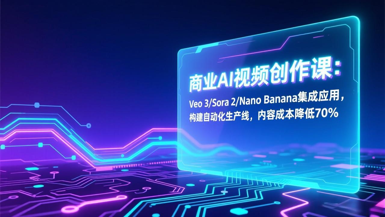 商业AI视频创作课：Veo 3/Sora 2/Nano Banana集成应用，构建自动化生产线，内容成本降低70%-淘金阁网创