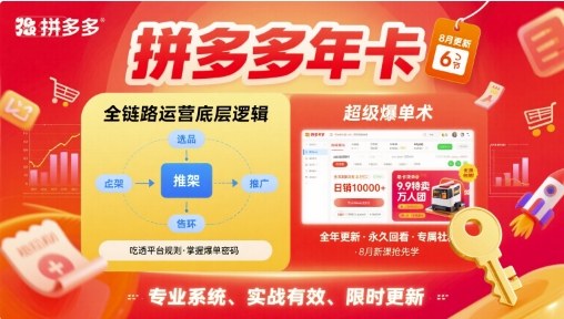 拼多多年卡，拼多多全链路运营底层逻辑，超级爆单术【更新12月】-淘金阁网创