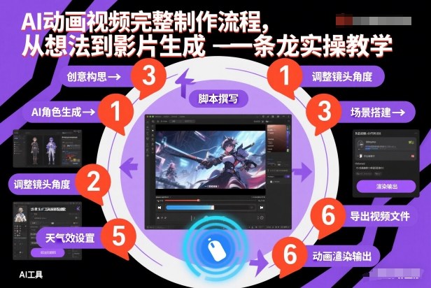 AI动画视频完整制作流程，从想法到影片生成一条龙实操教学-淘金阁网创
