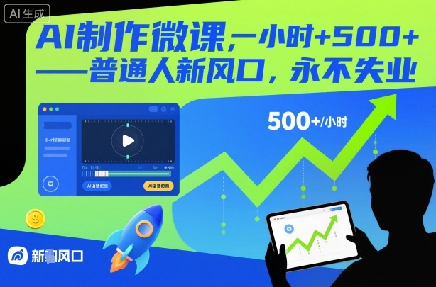 AI制作微课,一小时5张+,普通人新风口,永不失业-淘金阁网创