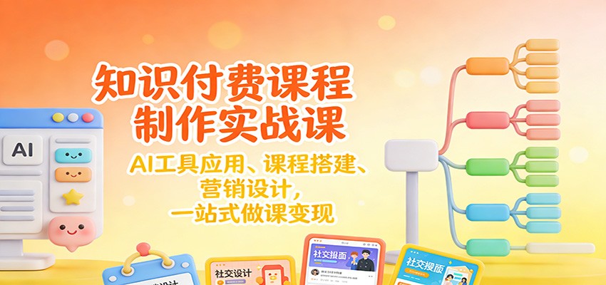 知识付费课程制作实战课：AI工具应用 、课程搭建、营销设计，一站式做课变现-淘金阁网创