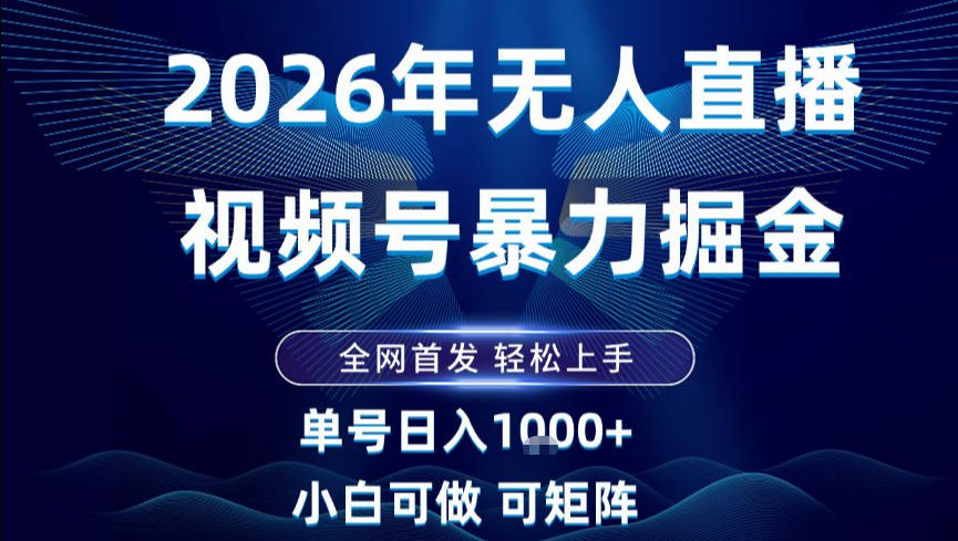 2026最新视频号无人直播掘金,全网首发,小白可以玩,长期稳定日入1k+【揭秘】-淘金阁网创