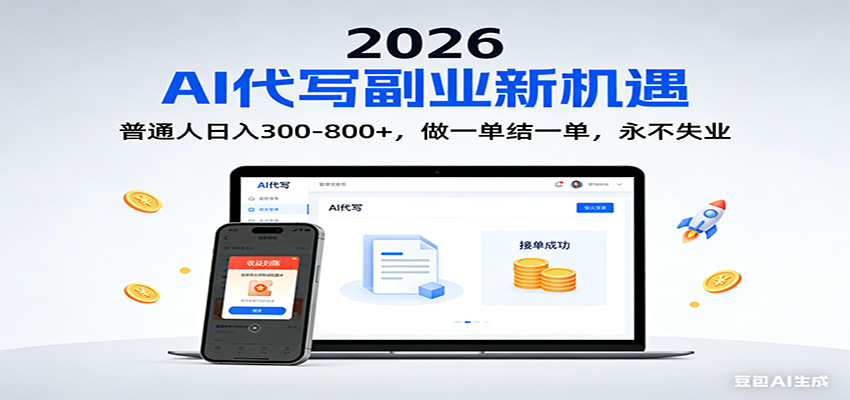 2026 副业首选！AI 代写日入 300-800，普通人0门槛，做一单结一单！-淘金阁网创