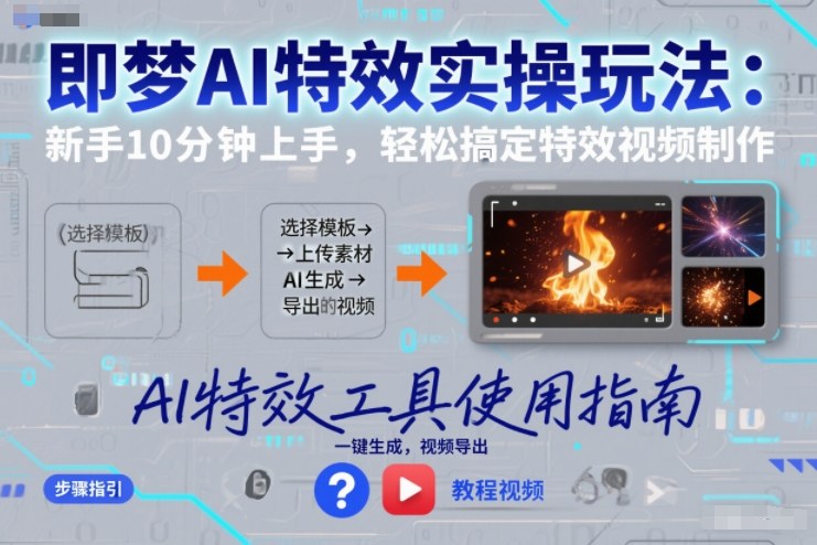 即梦AI特效实操玩法:新手10分钟上手,轻松搞定特效视频制作-淘金阁网创