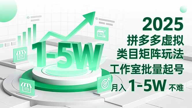 (16548期)2025 拼多多虚拟类目矩阵玩法,工作室批量起号,月入 1-5W 不难-淘金阁网创