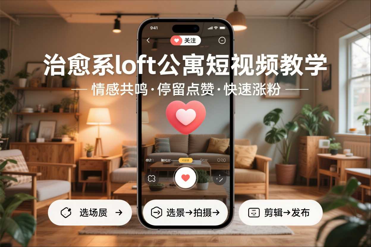 治愈系loft公寓短视频制作教学,情感共鸣引停留点赞关注,快速起号涨粉-淘金阁网创