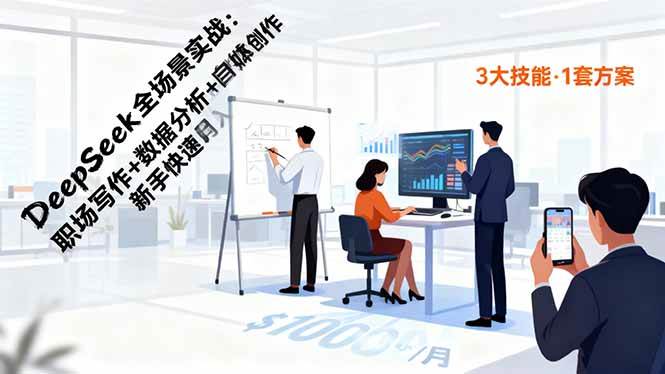 (16418期)DeepSeek全场景实战:职场写作+数据分析+自媒体创作,新手快速月入过万-淘金阁网创
