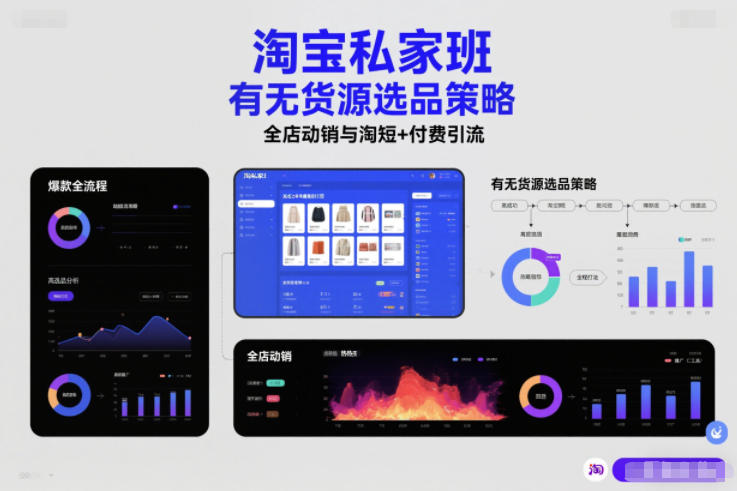 淘宝私家班，有无货源选品策略，高成功率爆款全流程打法，全店动销与淘短+付费引流-淘金阁网创