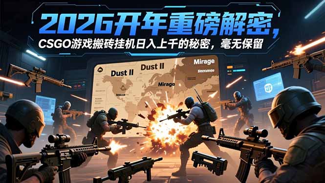 2026开年重磅解密，CSGO游戏搬砖挂机日入上千的秘密，毫无保留-淘金阁网创