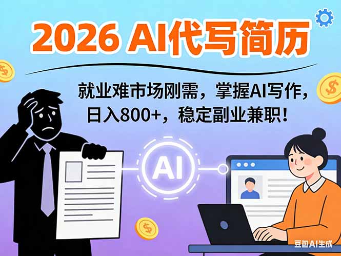 AI代写简历，超暴利，用万能模板月入1-3万实战教程，2026年市场刚需！-淘金阁网创