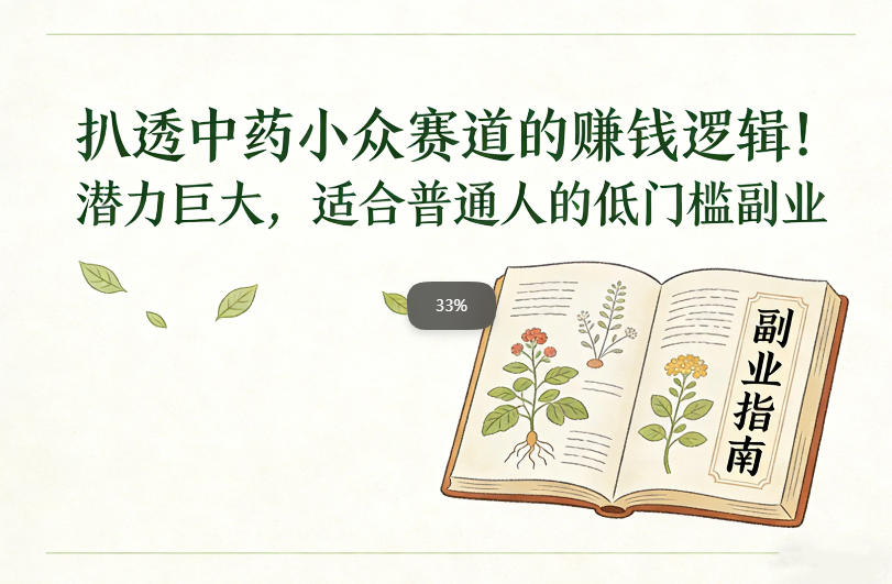 扒透中药小众赛道的賺米逻辑，潜力巨大，适合普通人的低门槛副业-淘金阁网创