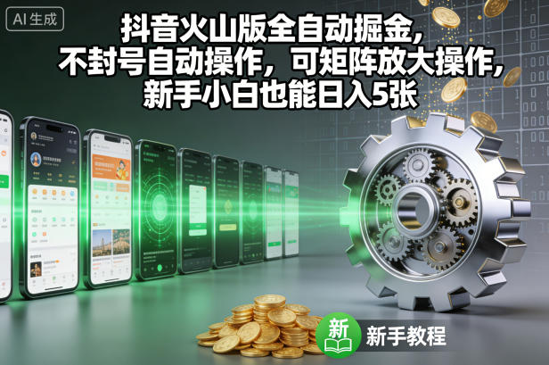 抖音火山版全自动掘金,不封号自动操作,可矩阵放大操作,新手小白也能日入5张【揭秘】 抖音火山版全自动掘金,不封号自动操作,可矩阵放大操作,新手小白也能日入5张【揭秘】